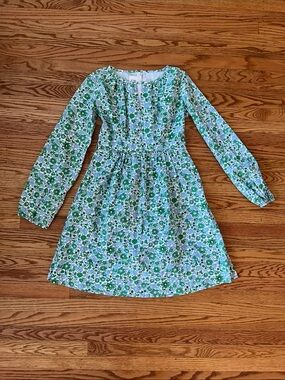 Peg & Kris Green Blue Floral Dress Size 2 Cottagecore Prairie Long Sleeve